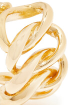 أقراط برونكس دائرية بتصميم سلسلة معدن مطلي بالذهب
